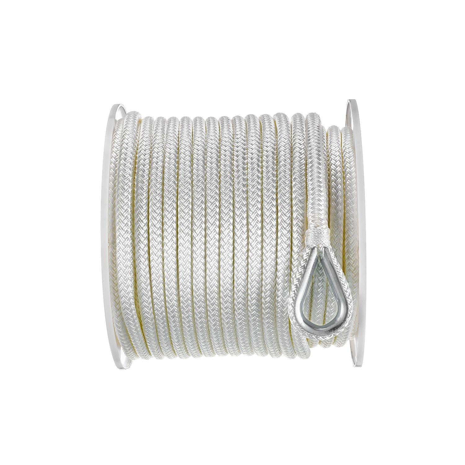 Double Braid Nylon Anchor Line, White, 3/8in x 150ft