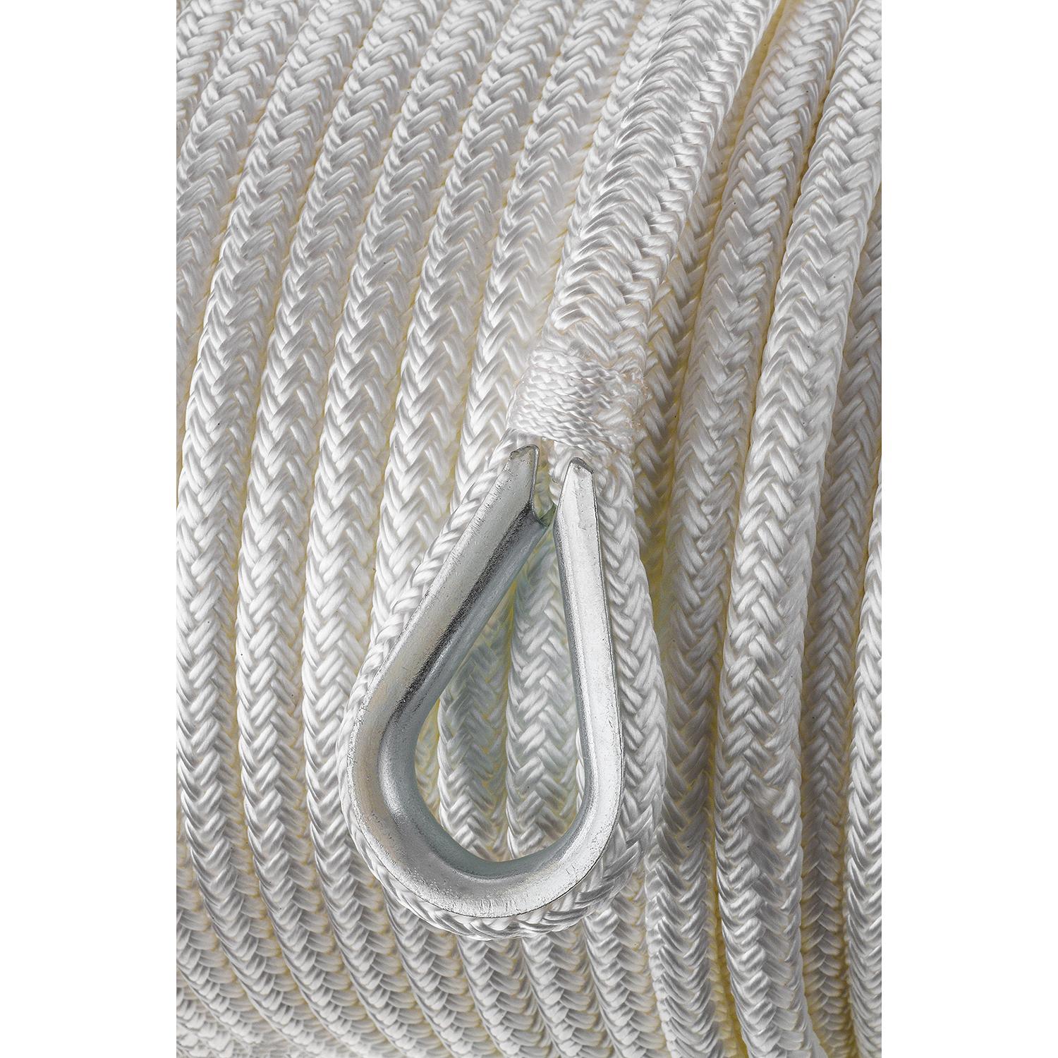 Double Braid Nylon Anchor Line, White, 3/8in x 150ft