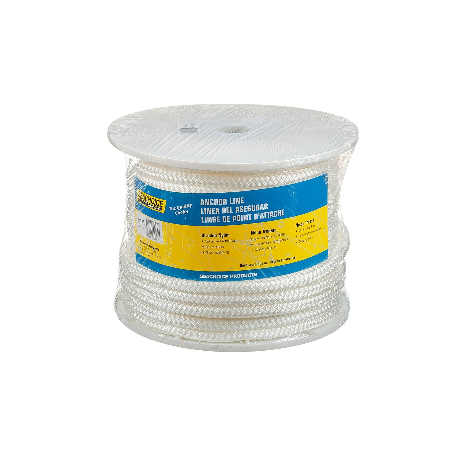 Double Braid Nylon Anchor Line, White, 1/2in x 150ft
