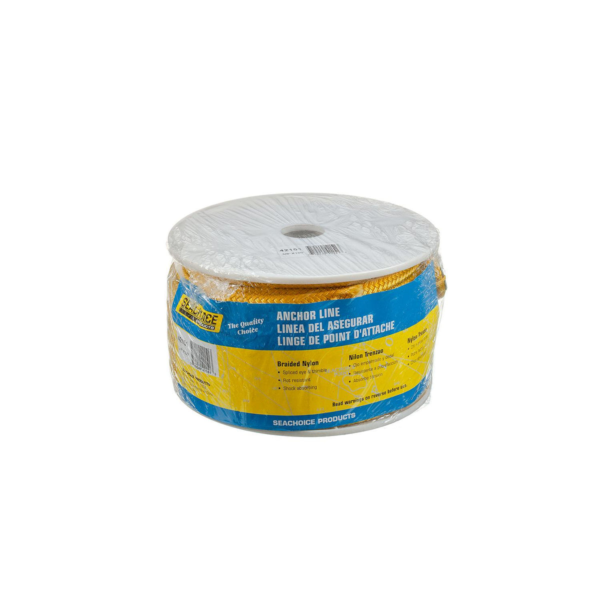 Double Braid Nylon Anchor Line, Yellow, 3/8in x 100ft