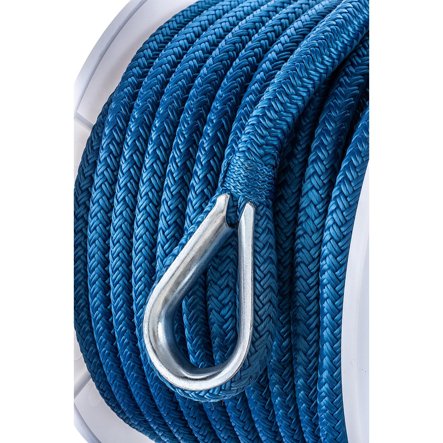 Double Braid Nylon Anchor Line, Blue, 3/8in x 100ft
