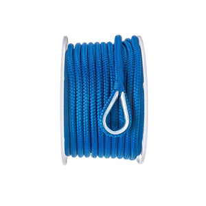 Double Braid Nylon Anchor Line, Blue, 3/8in x 100ft