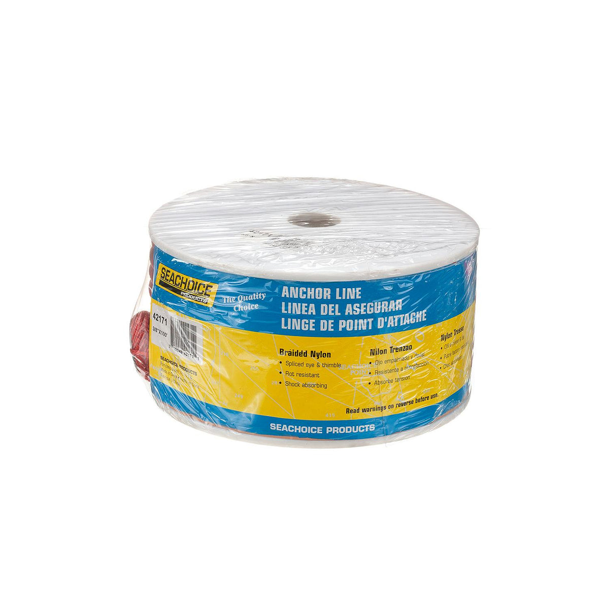 Double Braid Nylon Anchor Line, Red, 3/8in x 100ft