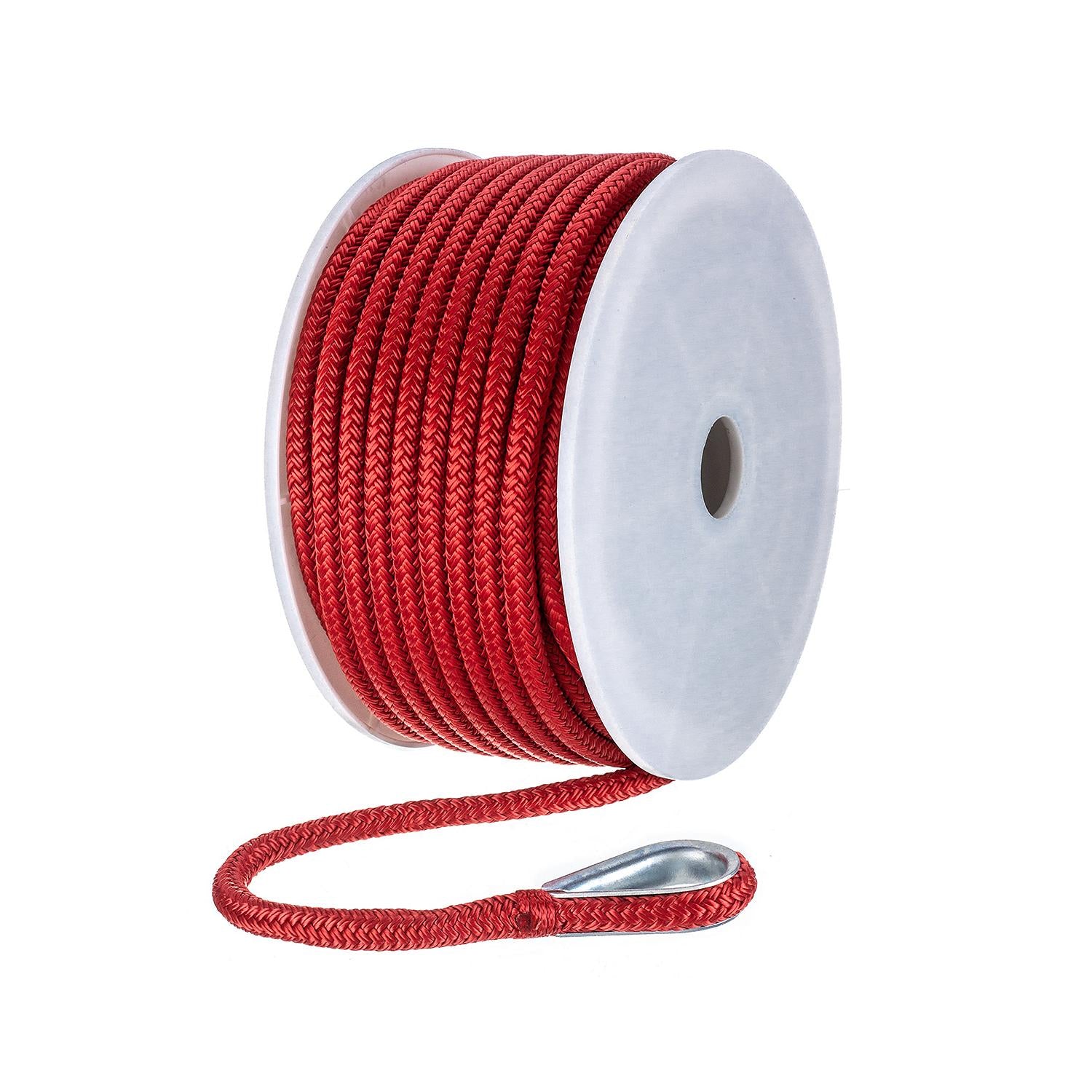 Double Braid Nylon Anchor Line, Red, 3/8in x 100ft