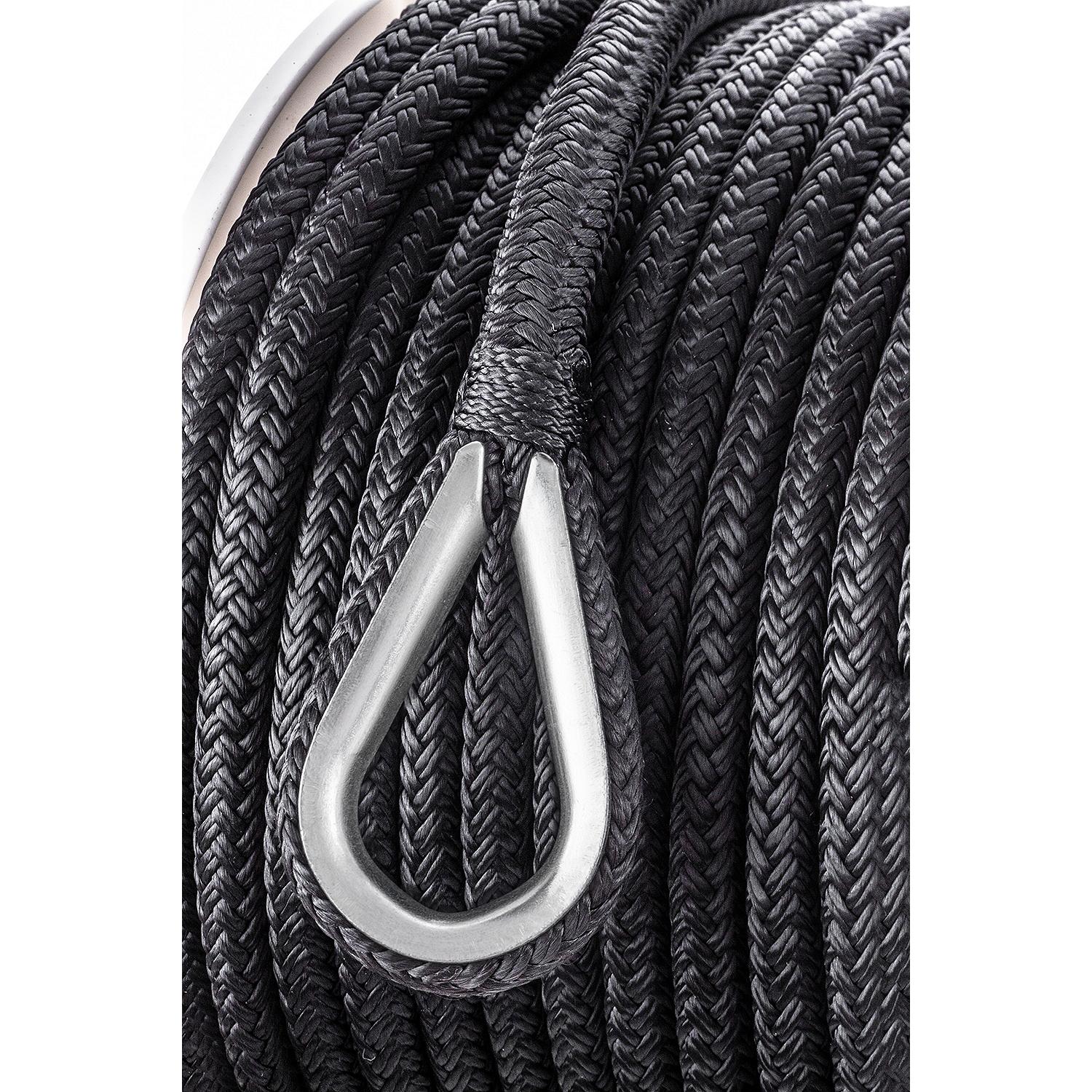 Double Braid Nylon Anchor Line, Black, 3/8in x 100ft