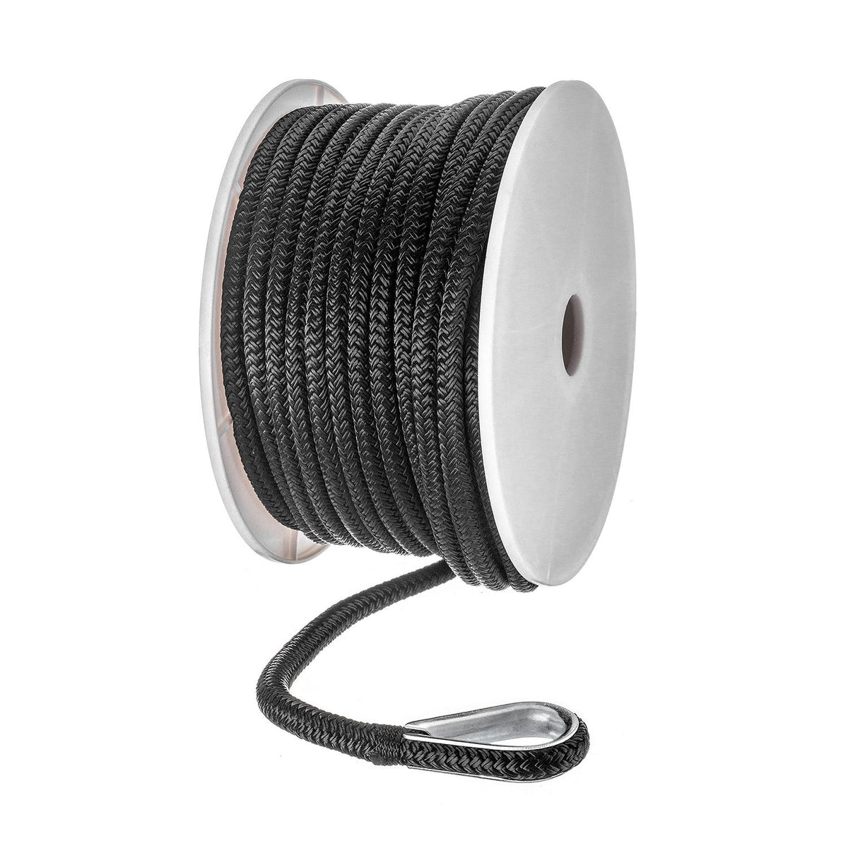 Double Braid Nylon Anchor Line, Black, 3/8in x 100ft