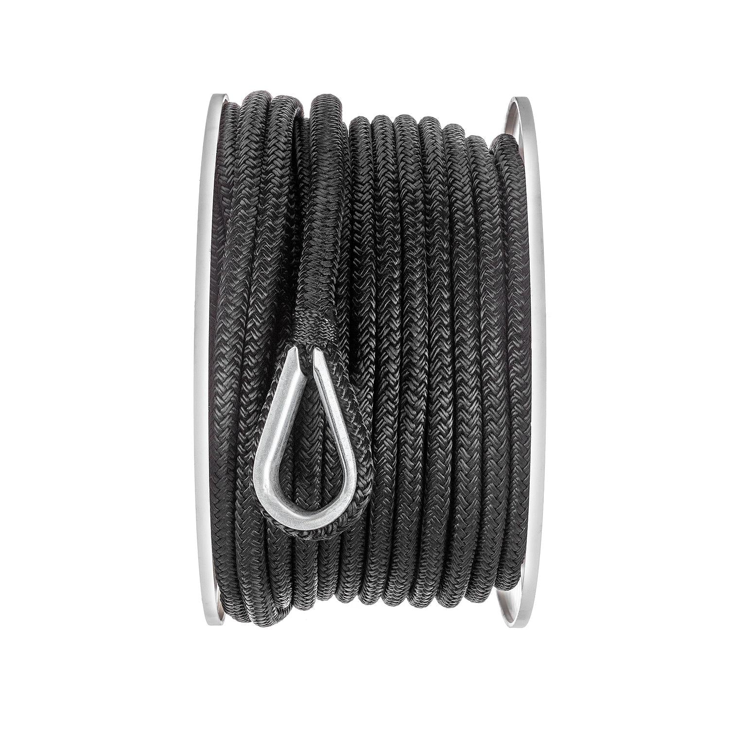 Double Braid Nylon Anchor Line, Black, 3/8in x 100ft
