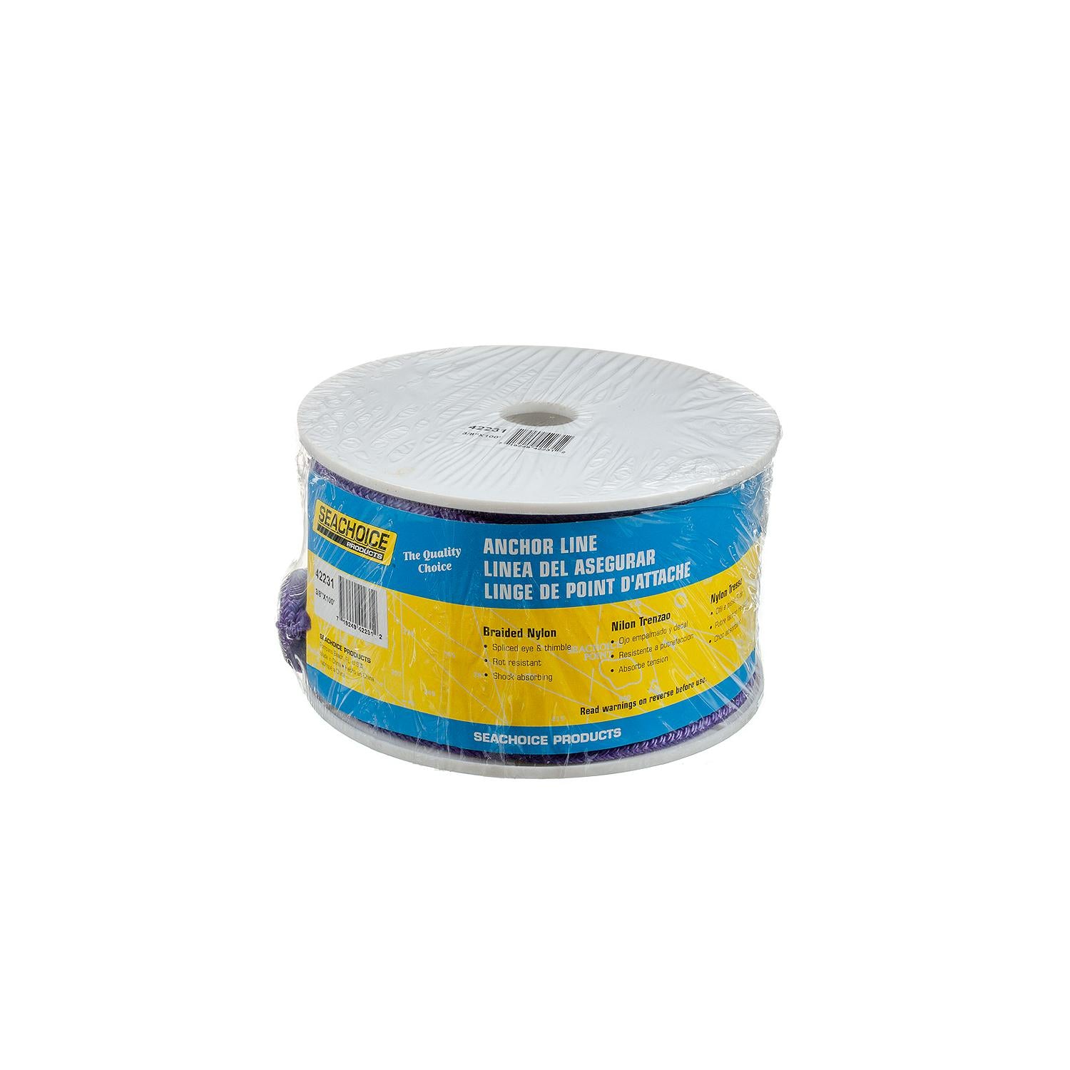 Double Braid Nylon Anchor Line, Purple, 3/8in x 100ft