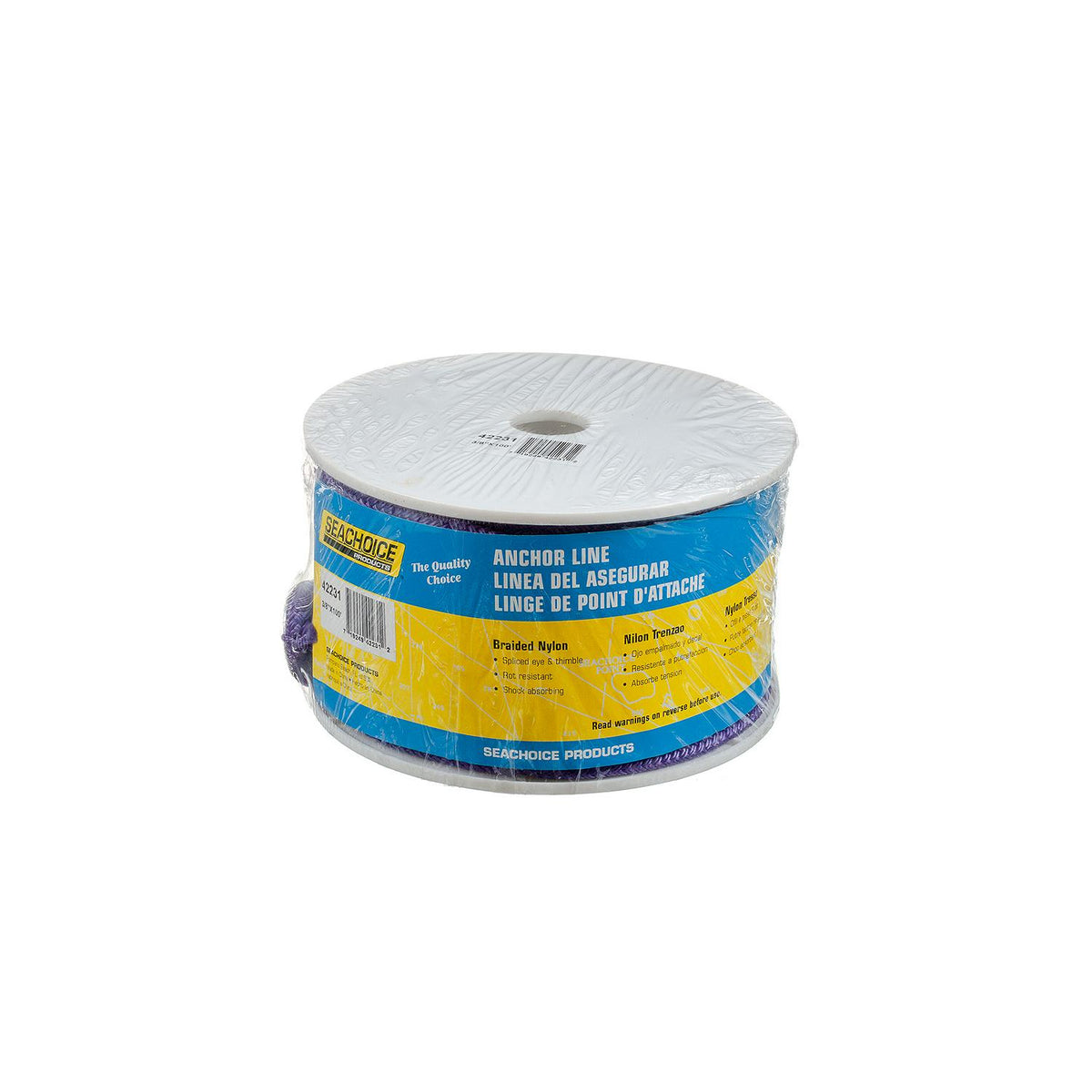 Double Braid Nylon Anchor Line, Purple, 3/8in x 100ft