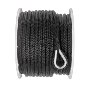 Double Braid Nylon Anchor Line, Black, 1/2in x 150ft