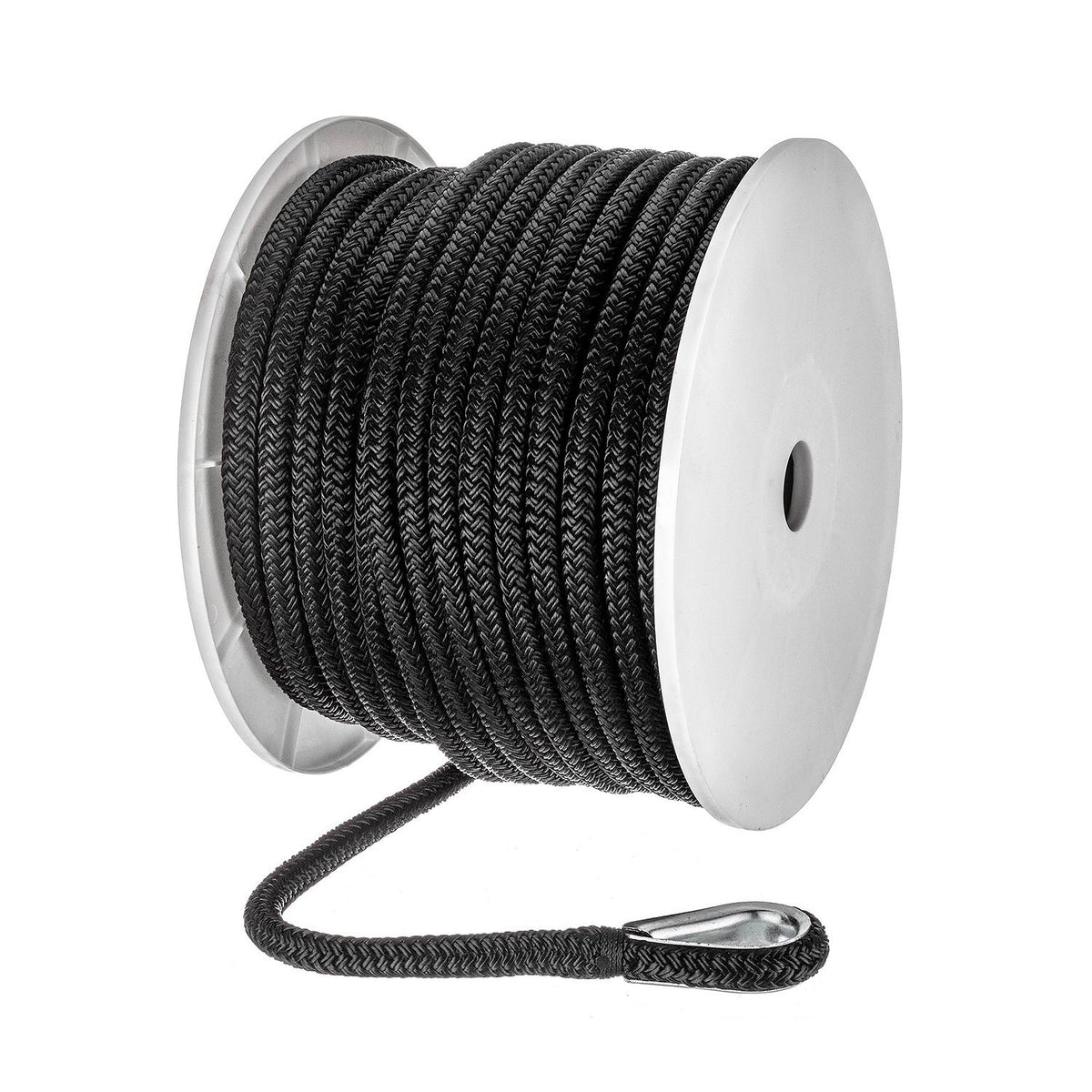 Double Braid Nylon Anchor Line, Black, 1/2in x 150ft