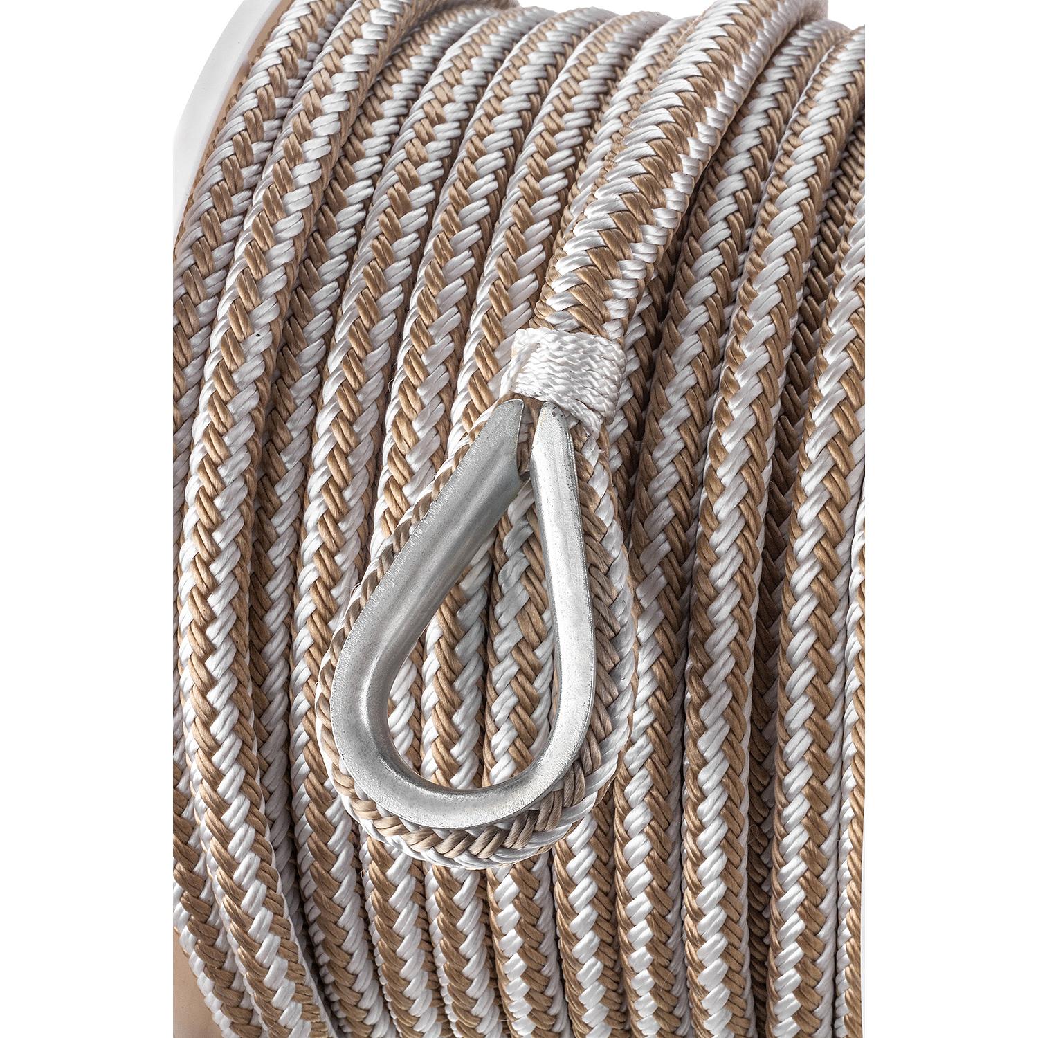 Double Braid Nylon Anchor Line, Gold/White,  3/8in x 100ft