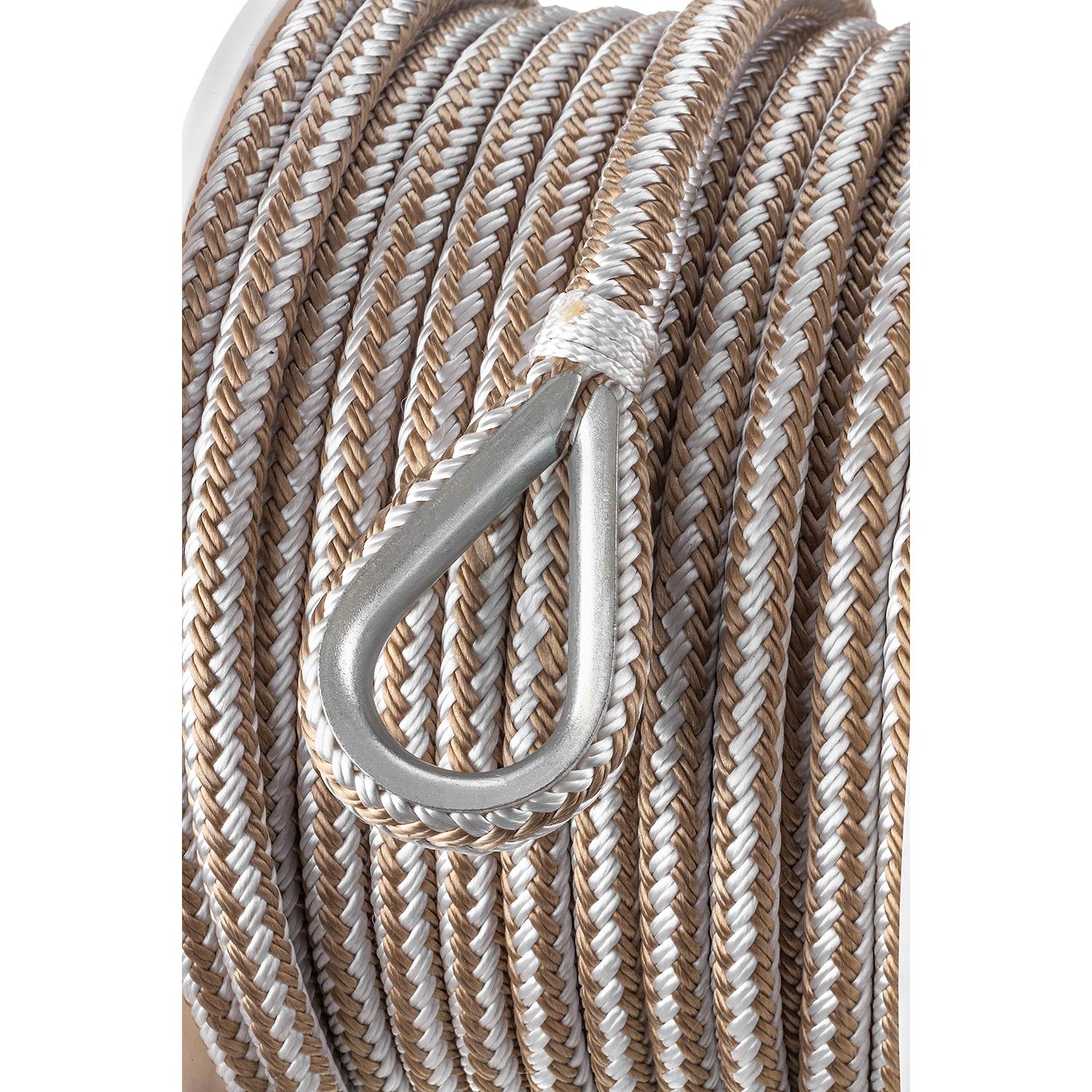Double Braid Nylon Anchor Line, Gold/White,  3/8in x 100ft