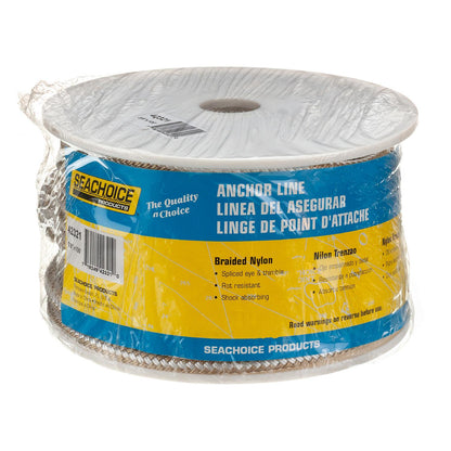 Double Braid Nylon Anchor Line, Gold/White,  3/8in x 100ft