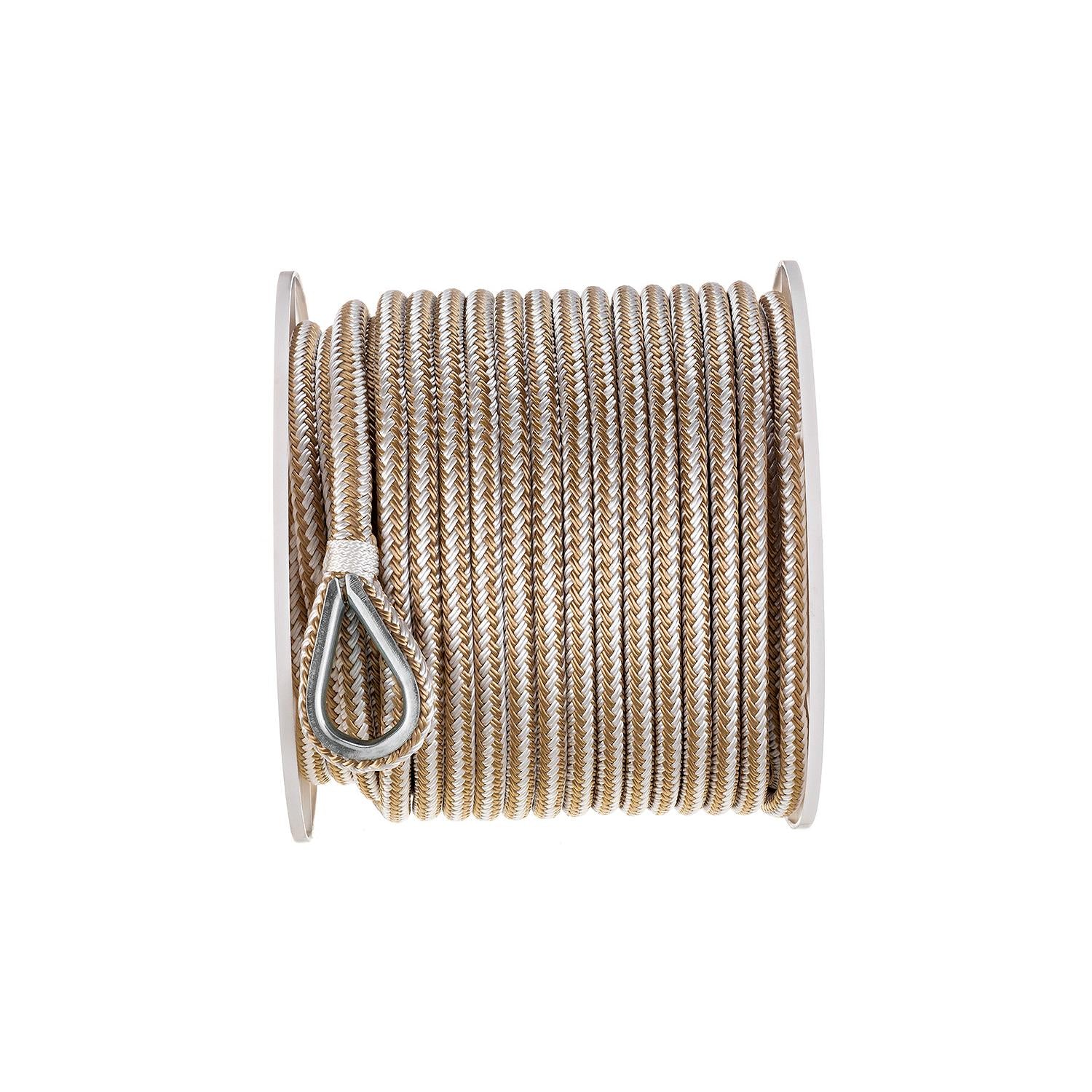 Double Braid Nylon Anchor Line, Gold/White,  3/8in x 150ft