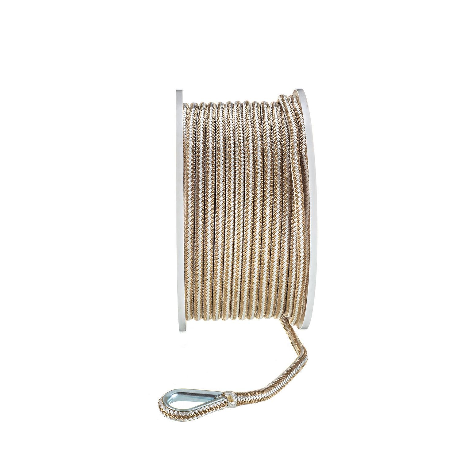 Double Braid Nylon Anchor Line, Gold/White,  3/8in x 200ft