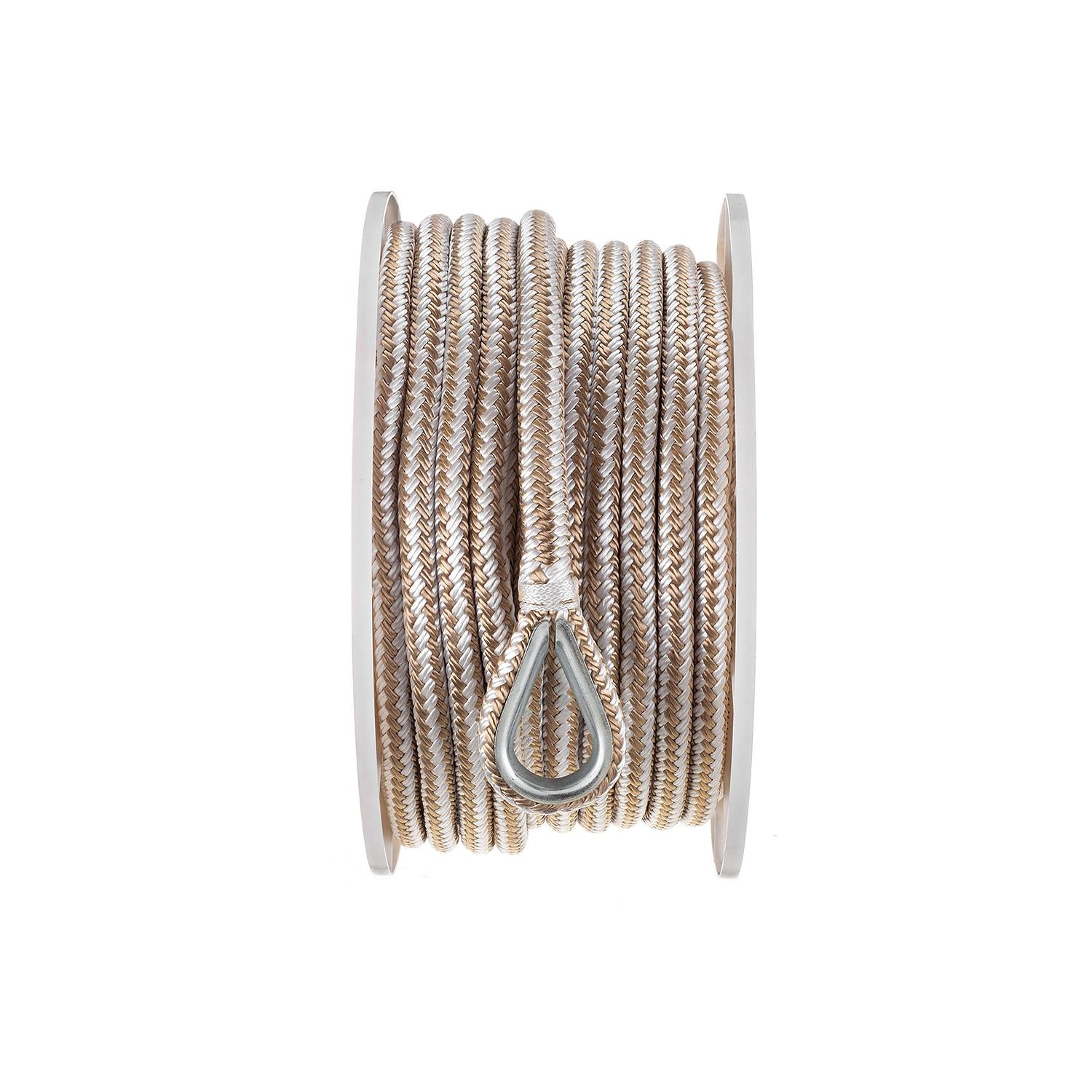 Double Braid Nylon Anchor Line, Gold/White, 1/2in x 100ft