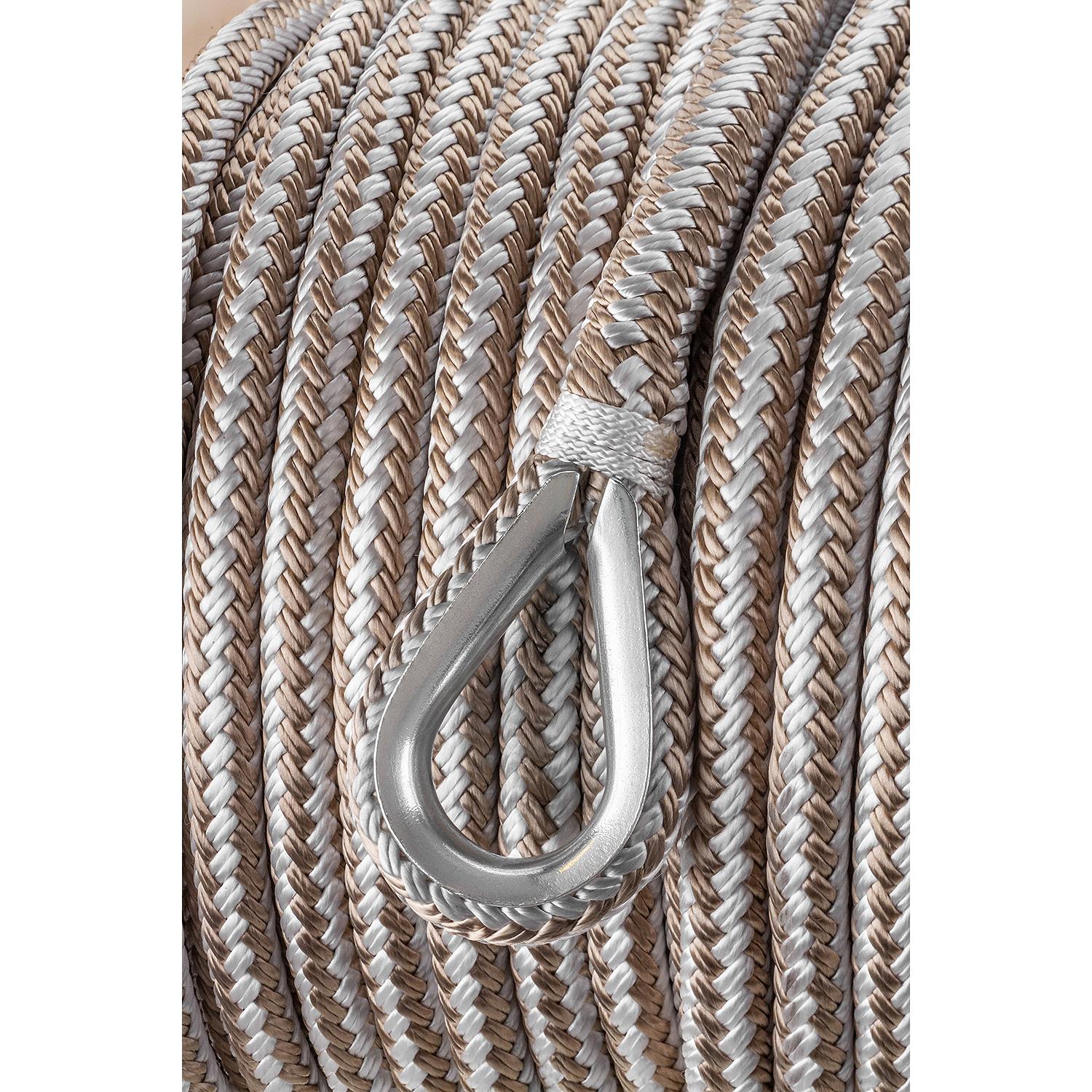 Double Braid Nylon Anchor Line, Gold/White, 1/2in x 150ft