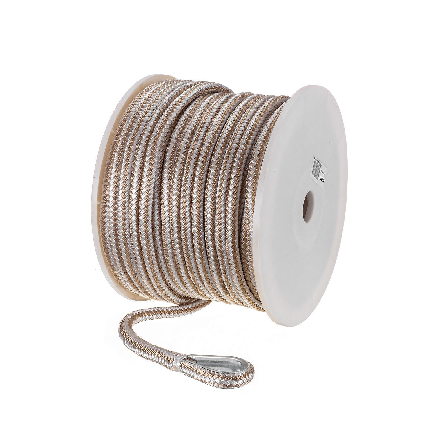 Double Braid Nylon Anchor Line, Gold/White, 1/2in x 150ft