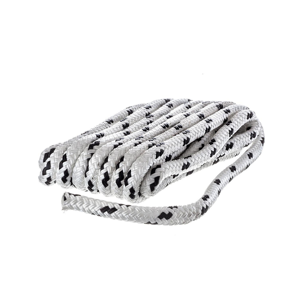 Double Braided 100% MFP Dock Line 3/8in x 15ft White w/Black Tracer