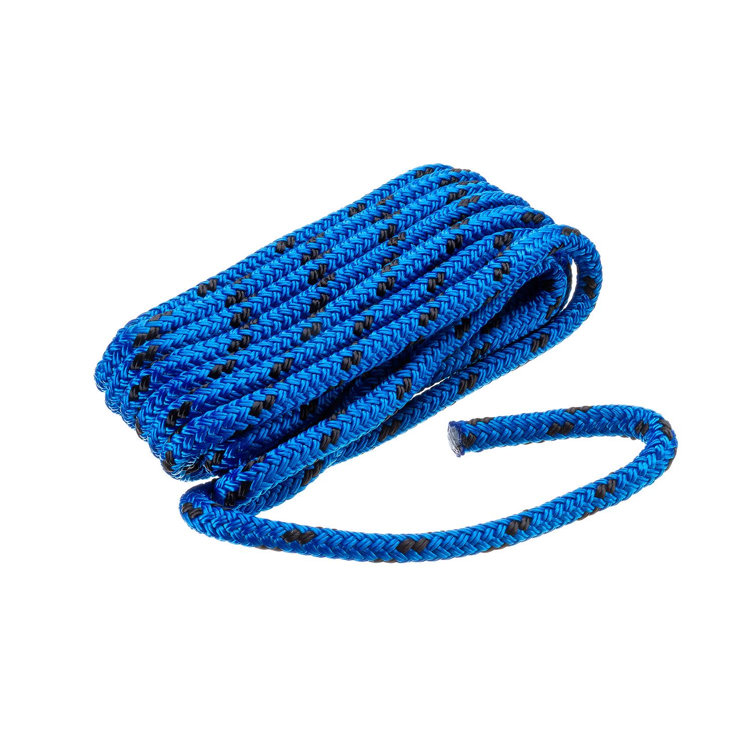 Double Braided 100% MFP Dock Line 3/8in x 15ft Blue w/Black Tracer