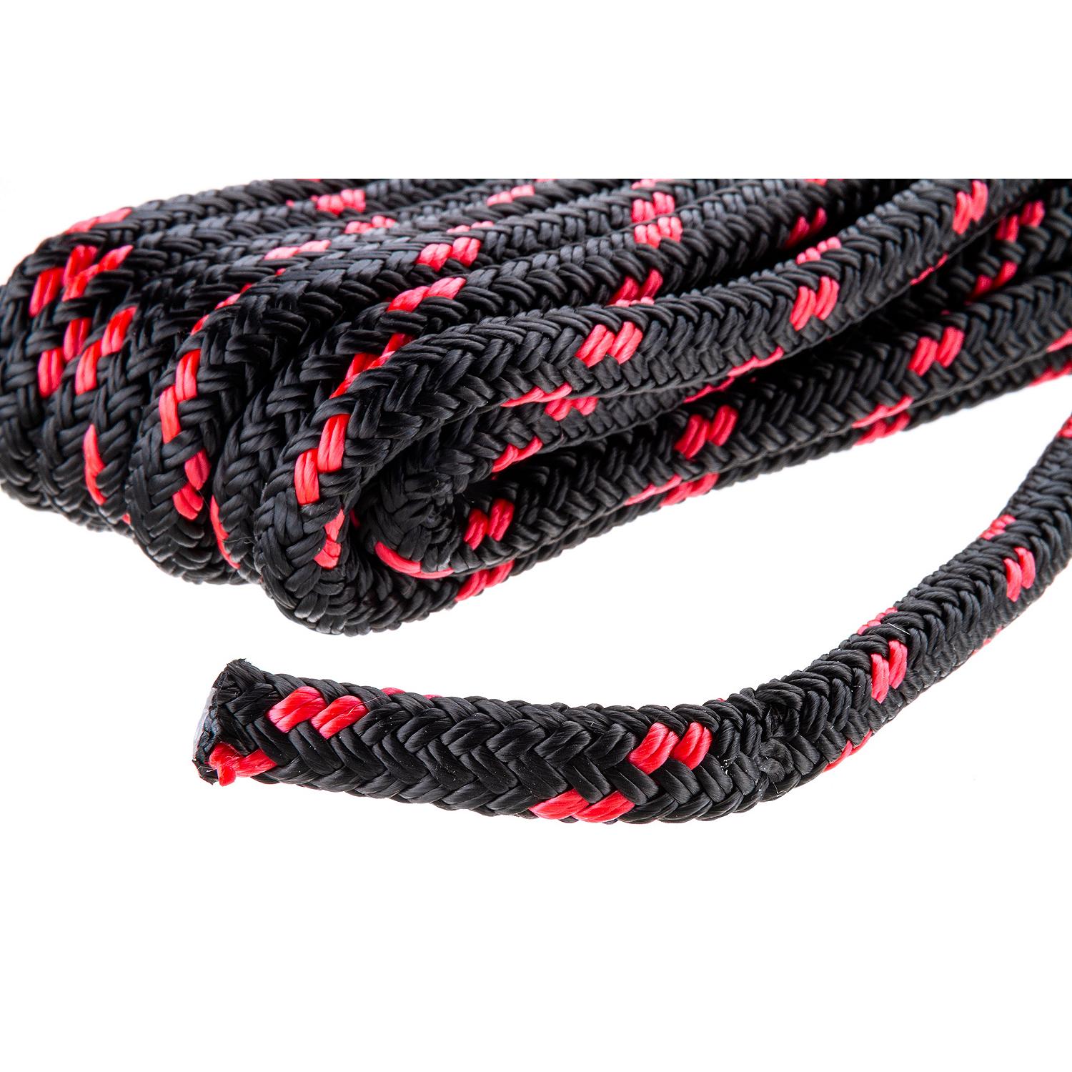 Double Braided 100% MFP Dock Line 3/8in x 15ft Black w/Red Tracer