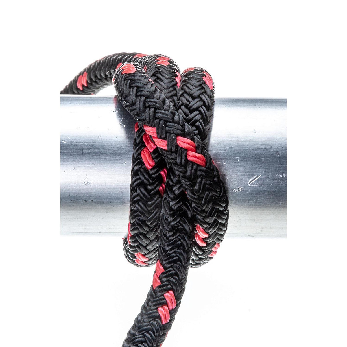 Double Braided 100% MFP Dock Line 3/8in x 15ft Black w/Red Tracer