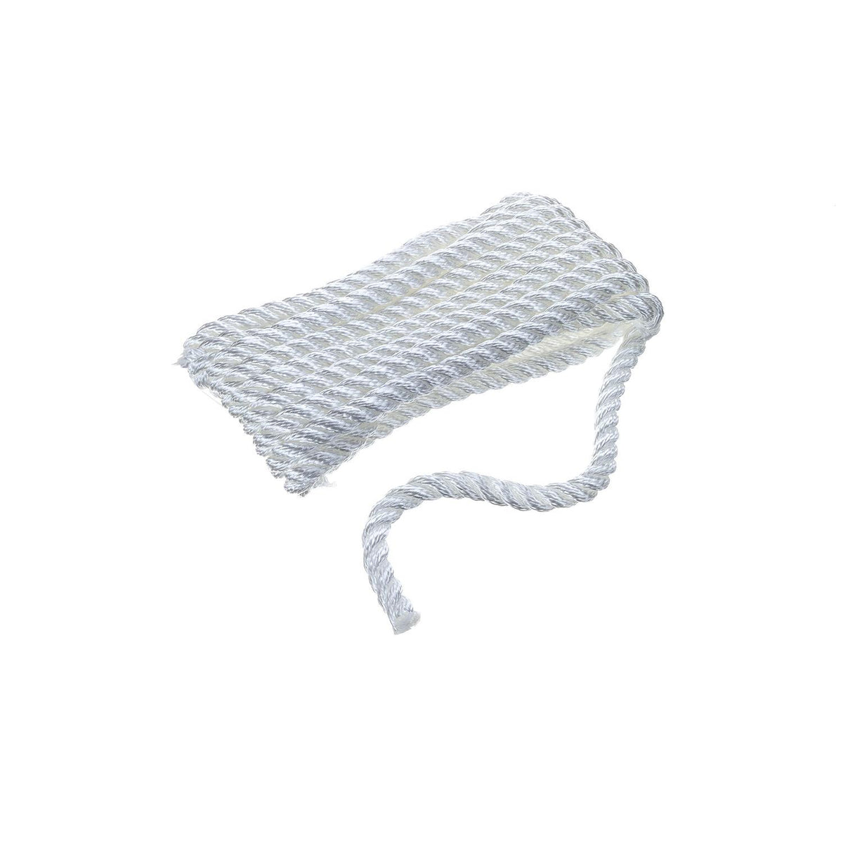 3-Strand Twisted Nylon Dock Line, White, 3/8in x 10ft