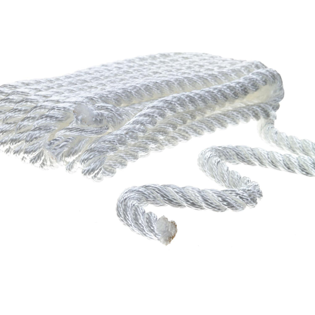 3-Strand Twisted Nylon Dock Line, 3/8in x 15ft, White