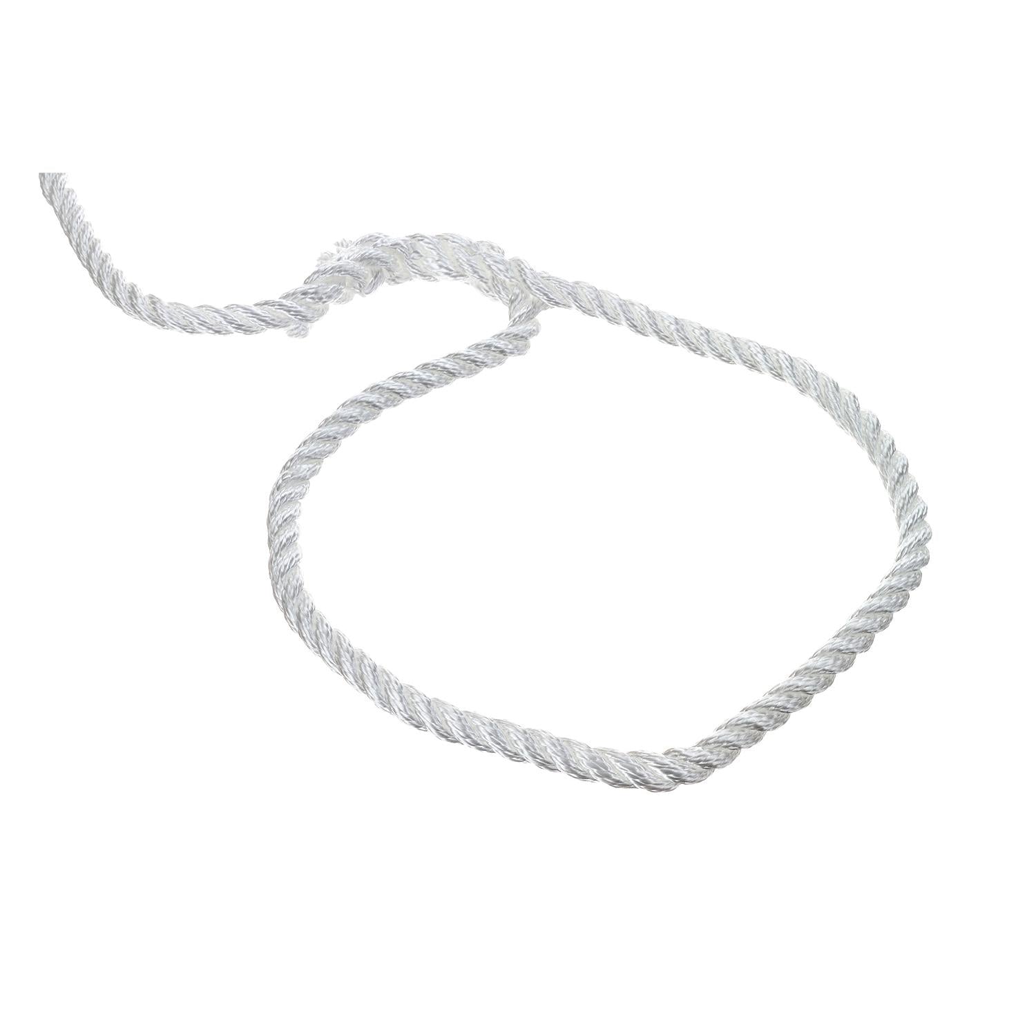 3-Strand Twisted Nylon Dock Line, 3/8in x 15ft, White