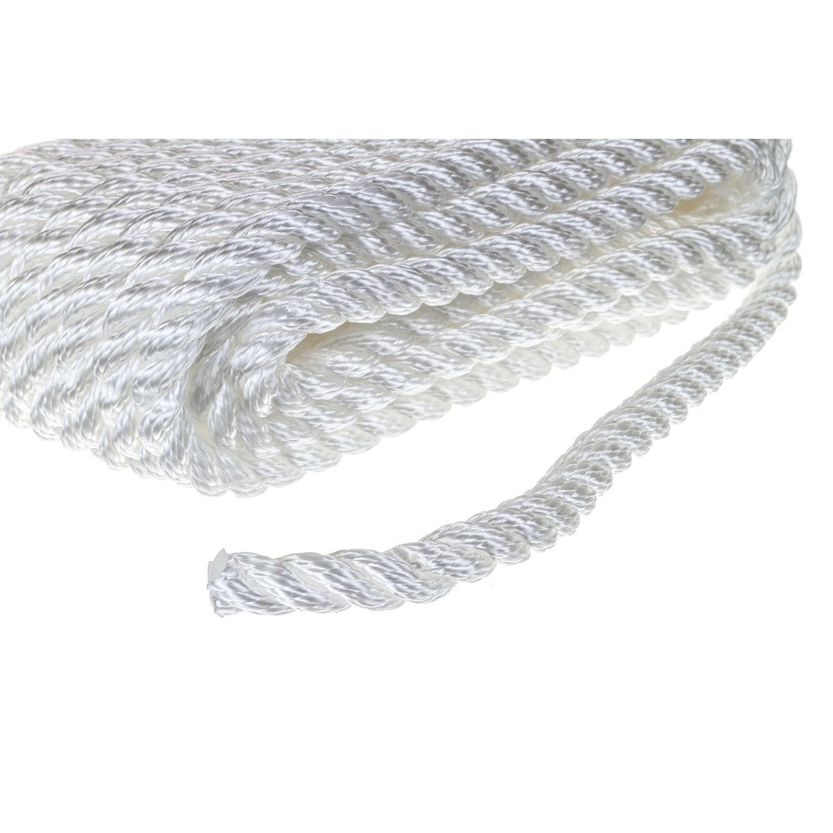 3-Strand Twisted Nylon Dock Line, 3/8in x 25ft, White