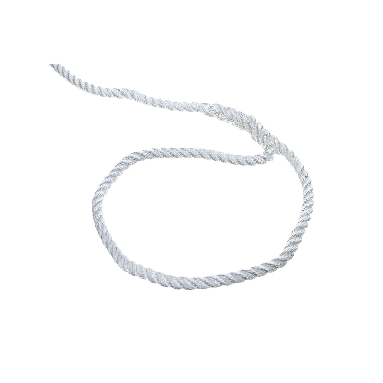 3-Strand Twisted Nylon Dock Line, 3/8in x 25ft, White