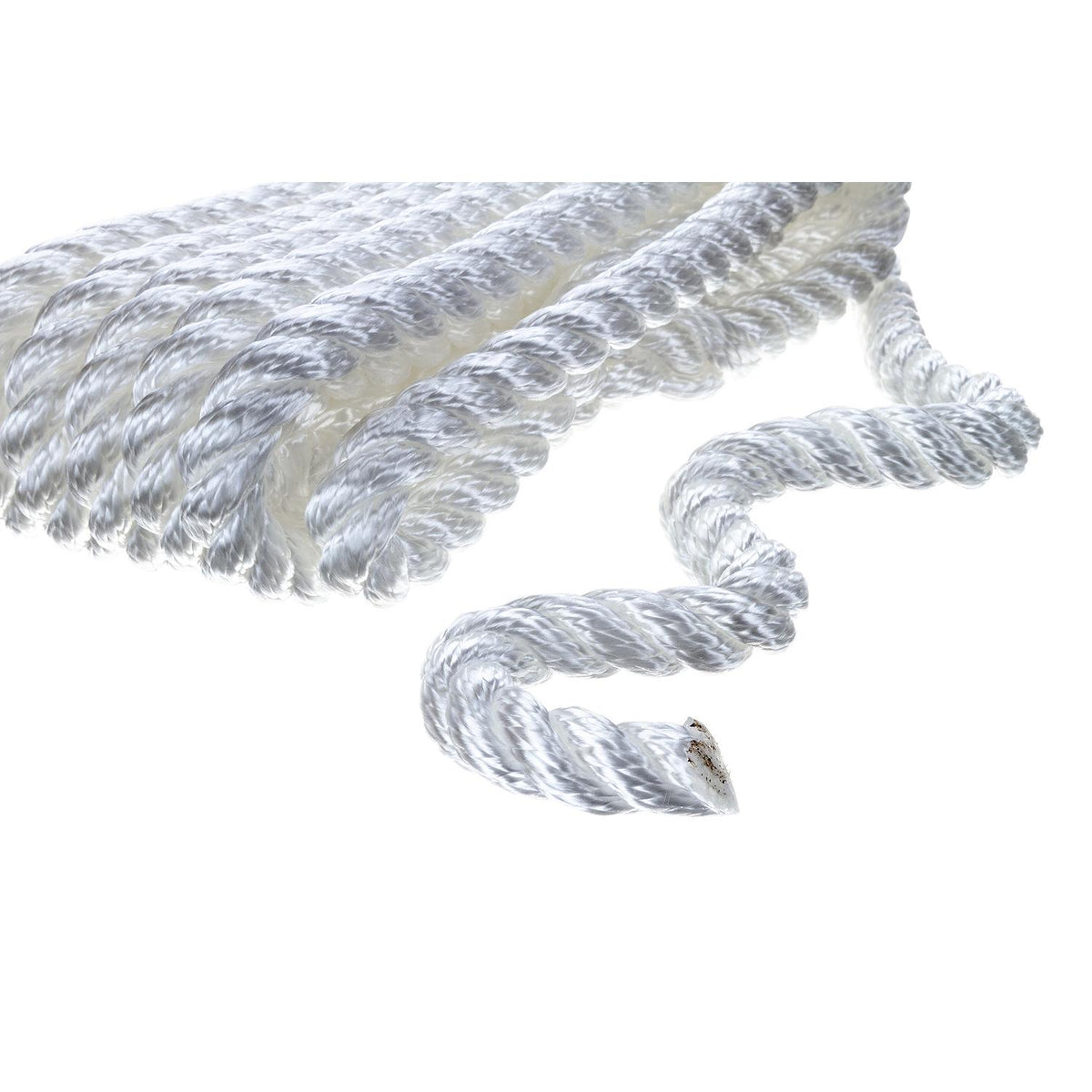 3-Strand Twisted Nylon Dock Line, 1/2in x 15ft, White