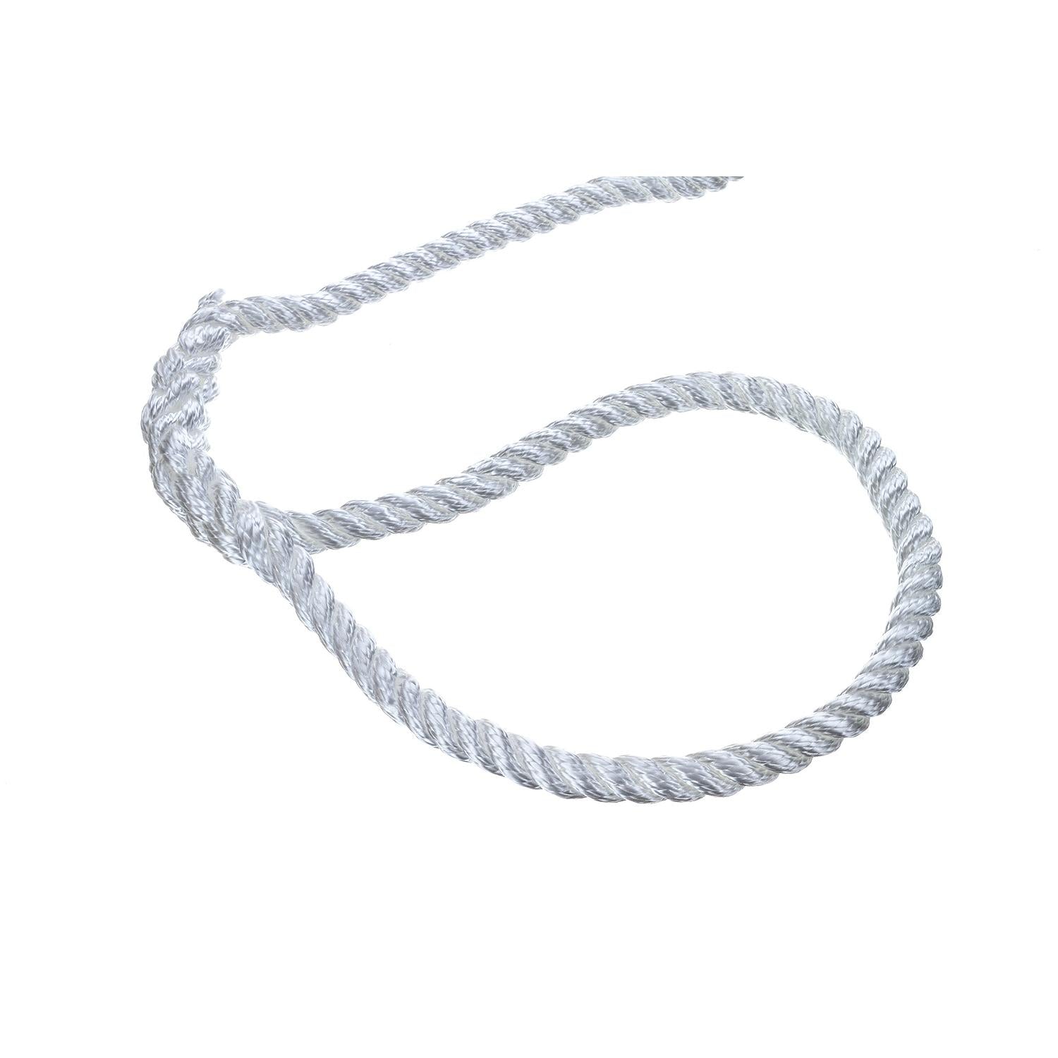 3-Strand Twisted Nylon Dock Line, 1/2in x 15ft, White