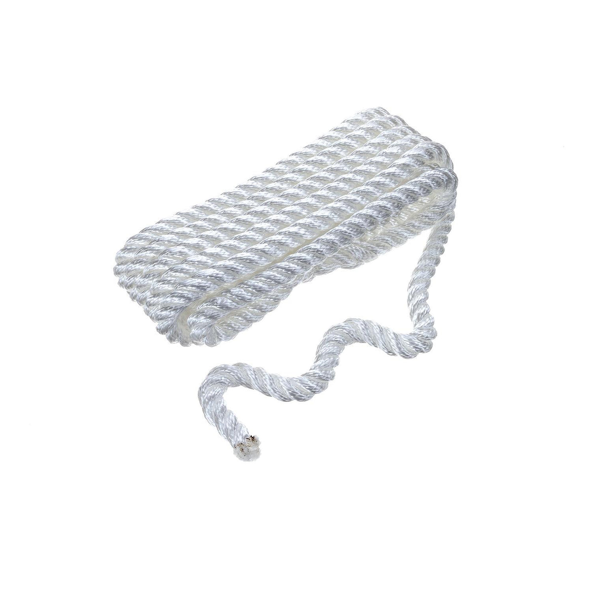 3-Strand Twisted Nylon Dock Line, 1/2in x 15ft, White