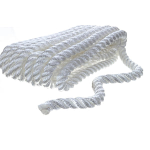 3-Strand Twisted Nylon Dock Line, 1/2in x 20ft, White