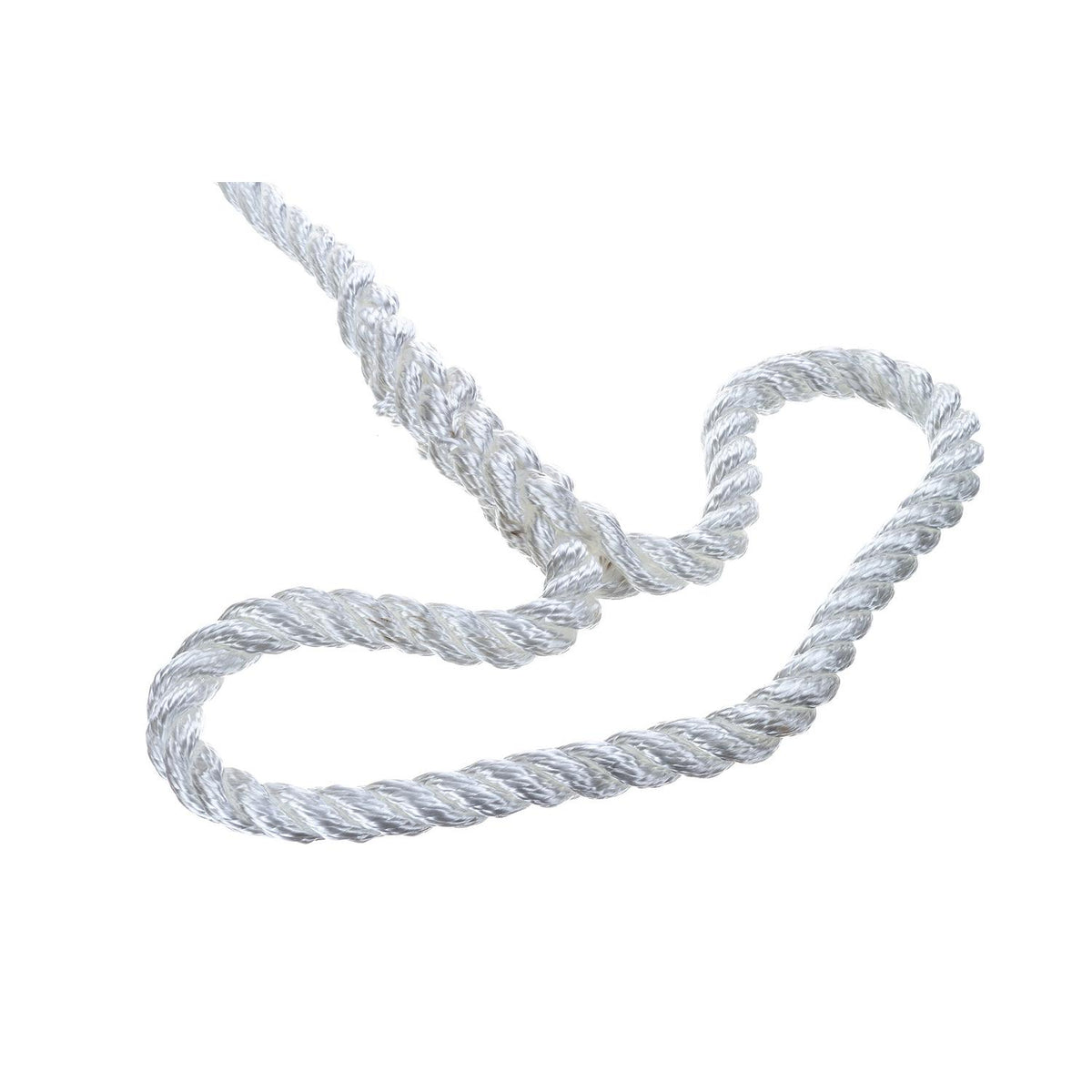 3-Strand Twisted Nylon Dock Line, 1/2in x 20ft, White