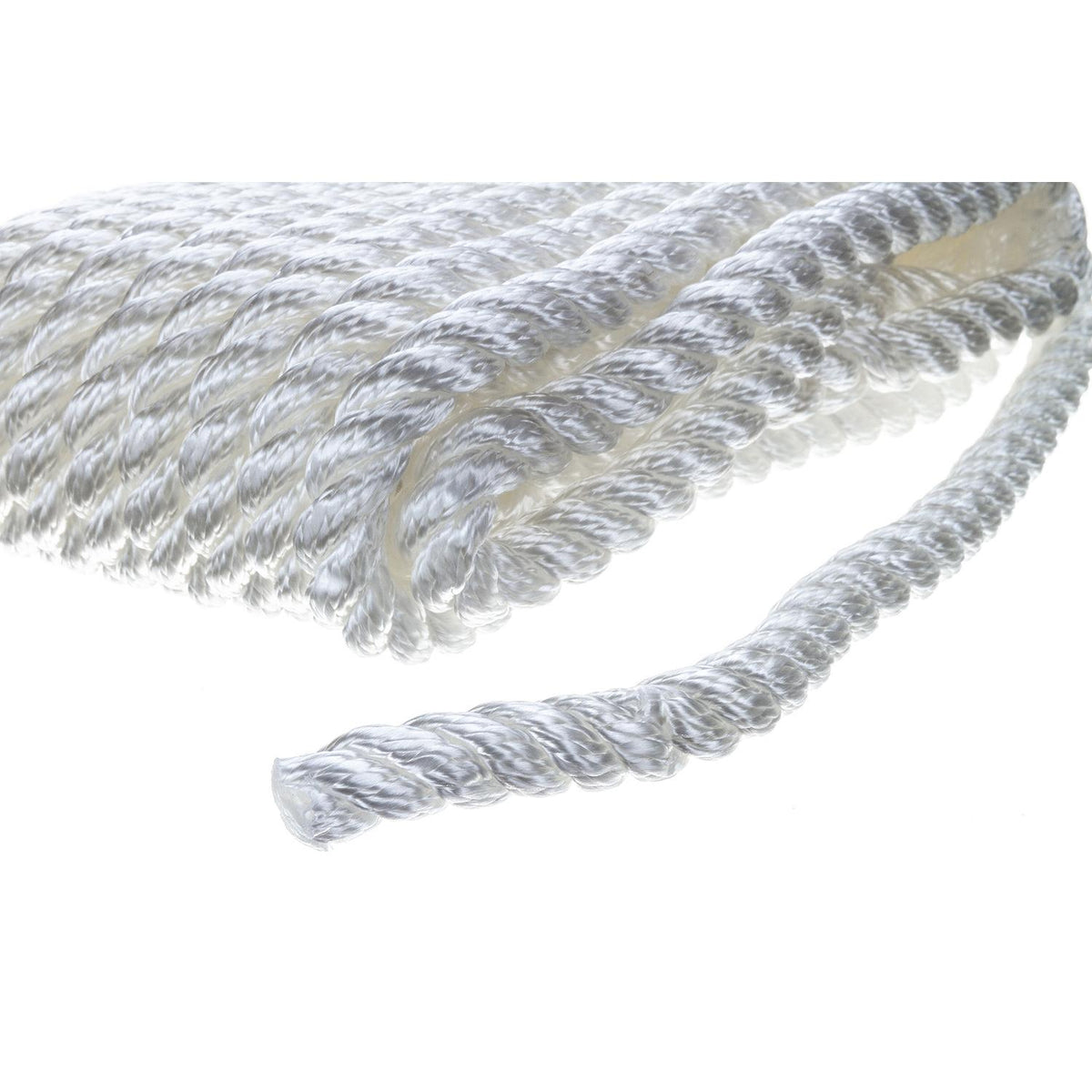 3-Strand Twisted Nylon Dock Line, 1/2in x 25ft, White