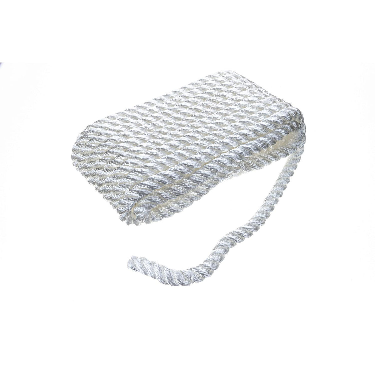 3-Strand Twisted Nylon Dock Line, 1/2in x 25ft, White