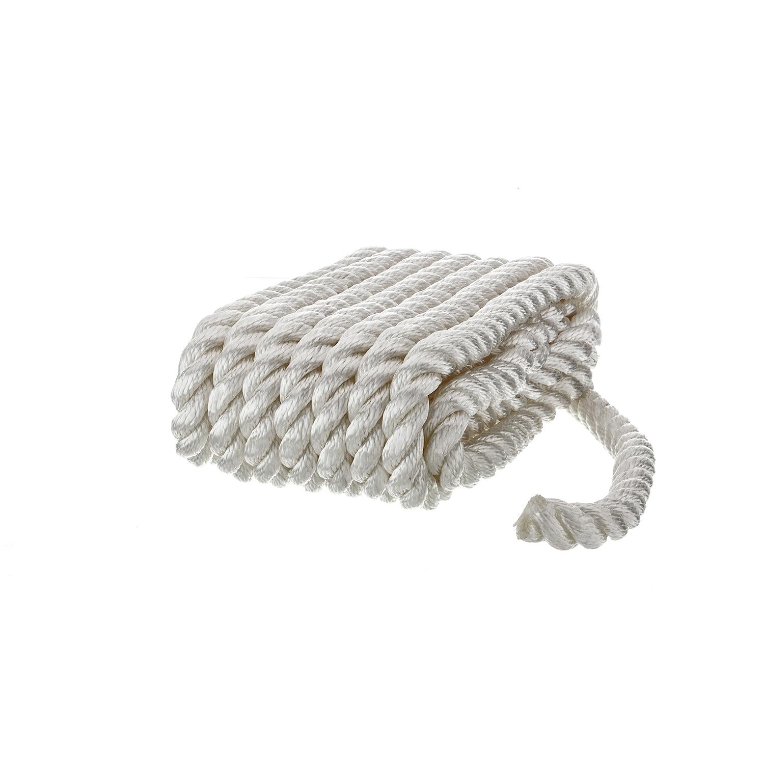 3-Strand Twisted Nylon Dock Line, 5/8in x 20ft, White
