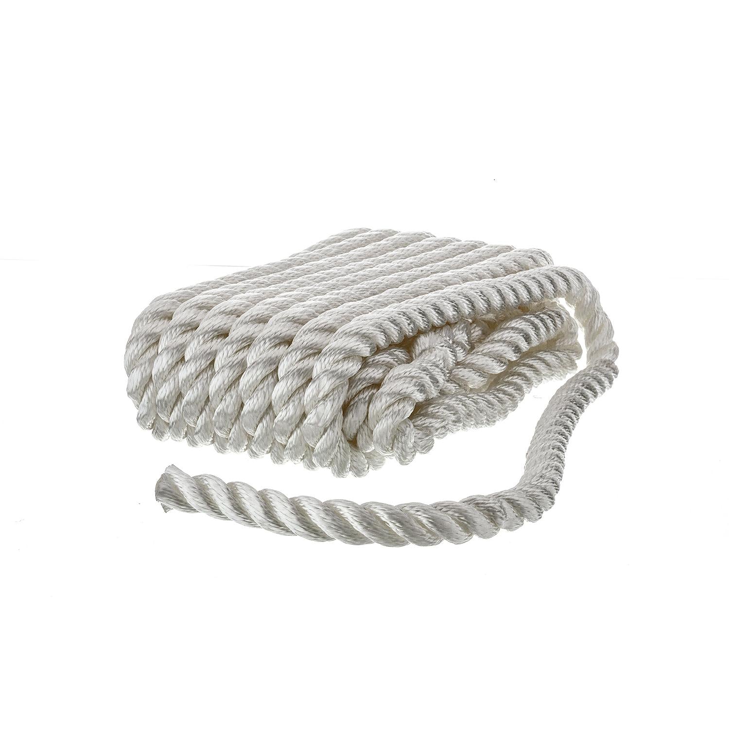 3-Strand Twisted Nylon Dock Line, 5/8in x 25ft, White