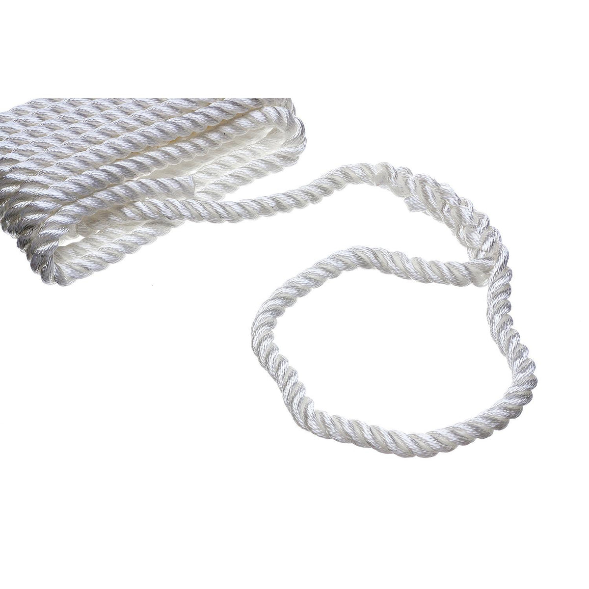 3-Strand Twisted Nylon Dock Line, 5/8in x 25ft, White