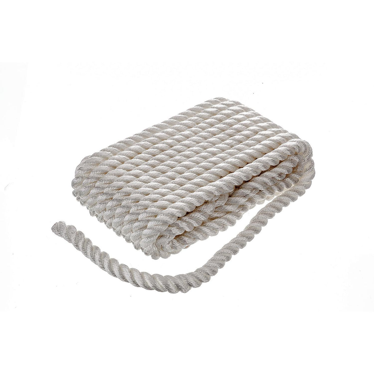 3-Strand Twisted Nylon Dock Line, 5/8in x 30ft, White