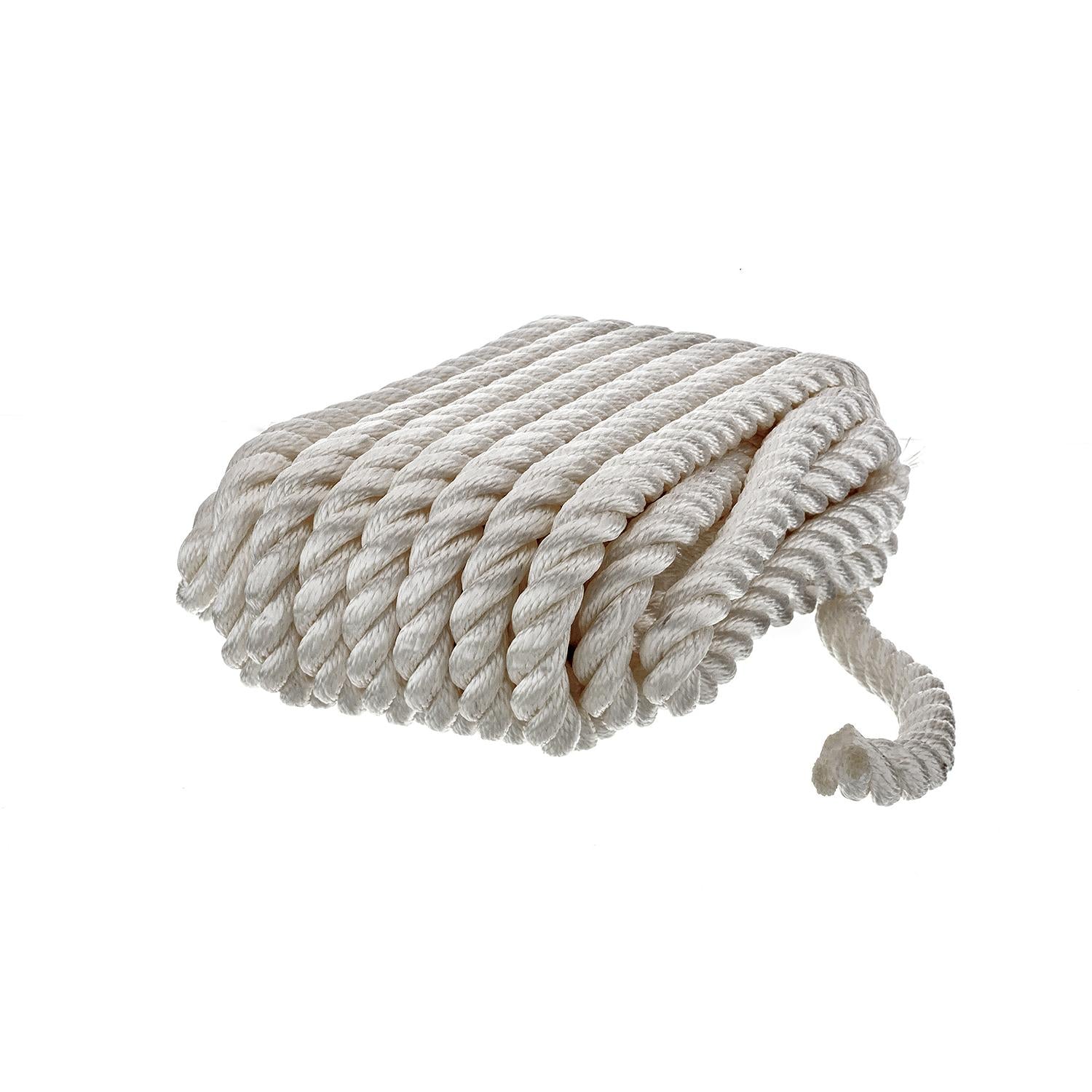3-Strand Twisted Nylon Dock Line, 5/8in x 35ft, White