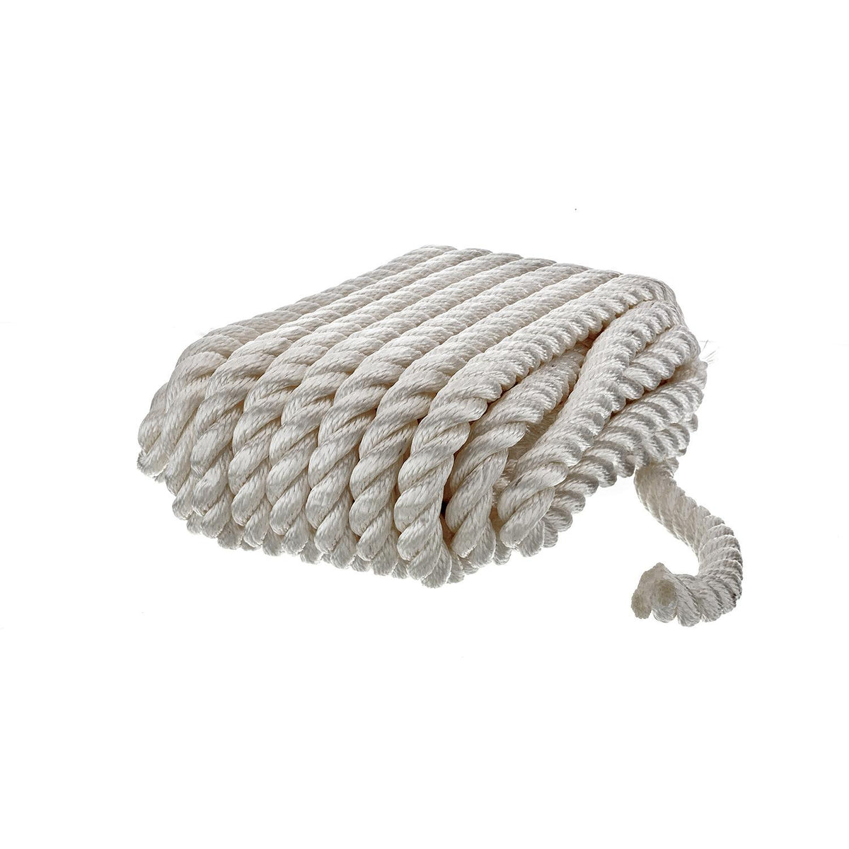 3-Strand Twisted Nylon Dock Line, 5/8in x 35ft, White