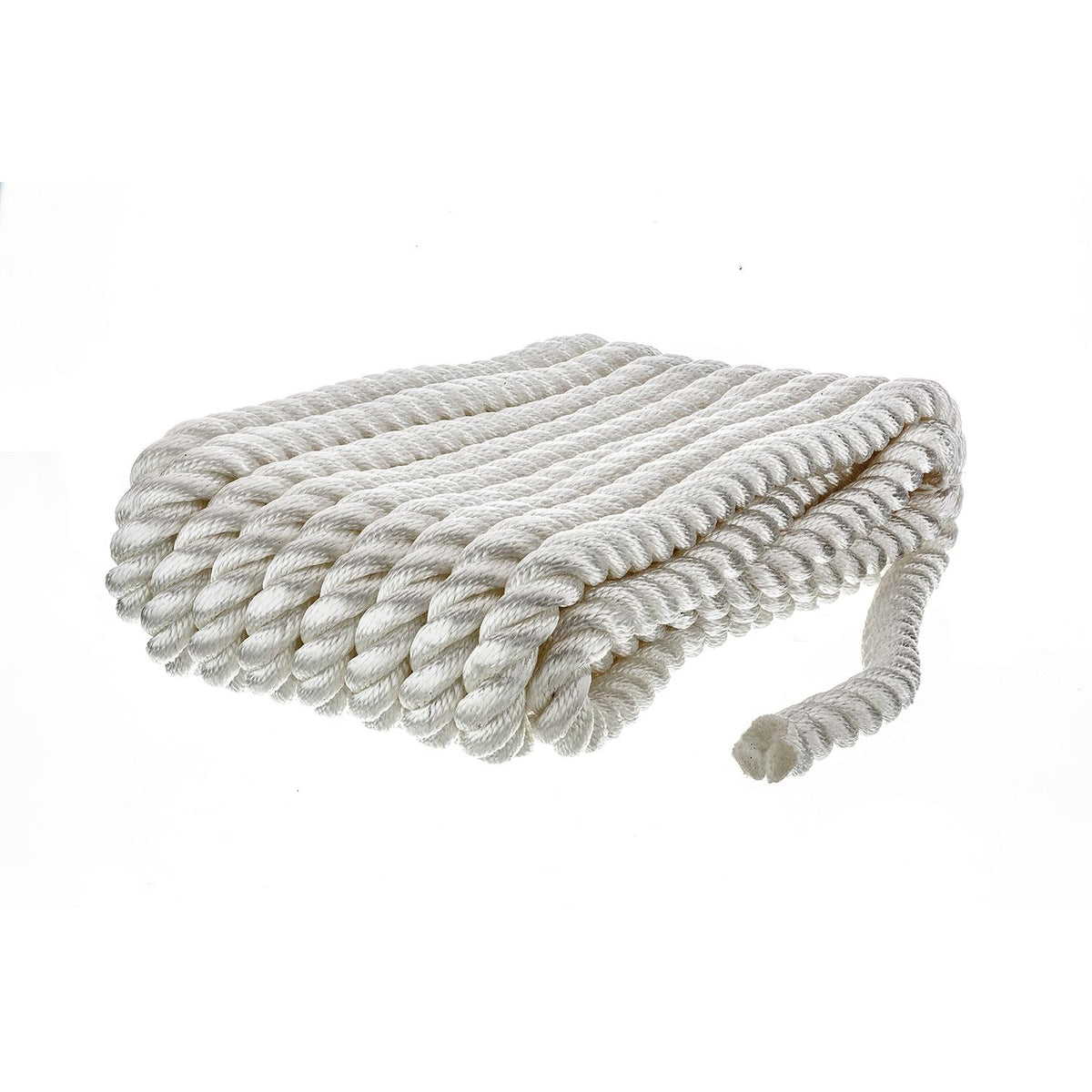 3-Strand Twisted Nylon Dock Line, White, 3/4in x 25ft