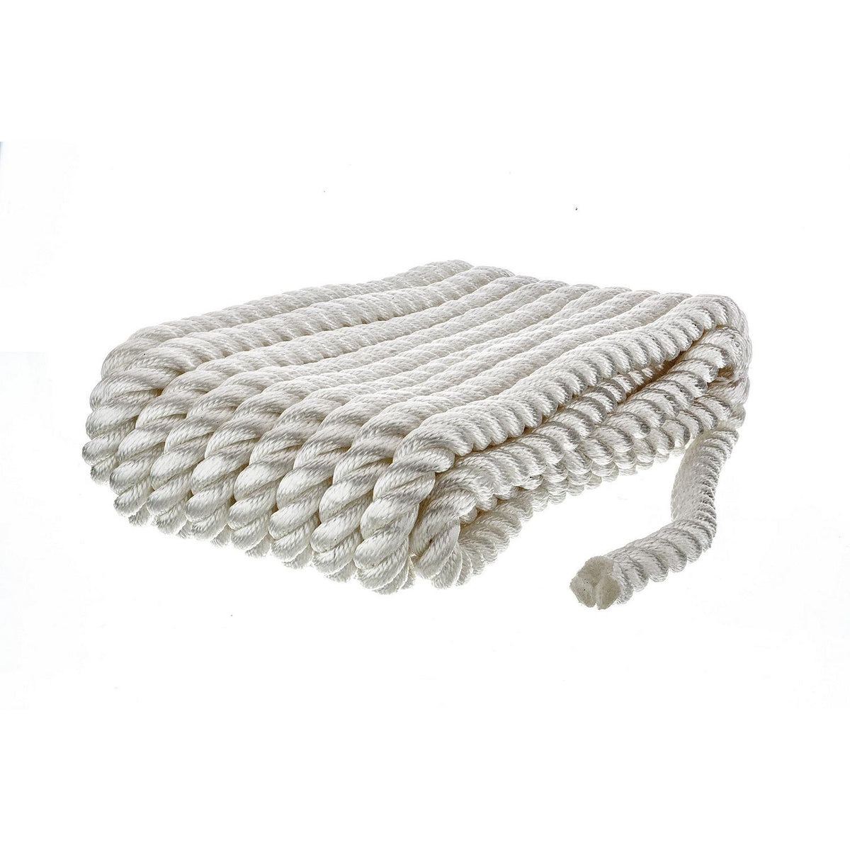 3-Strand Twisted Nylon Dock Line, White, 3/4in x 25ft