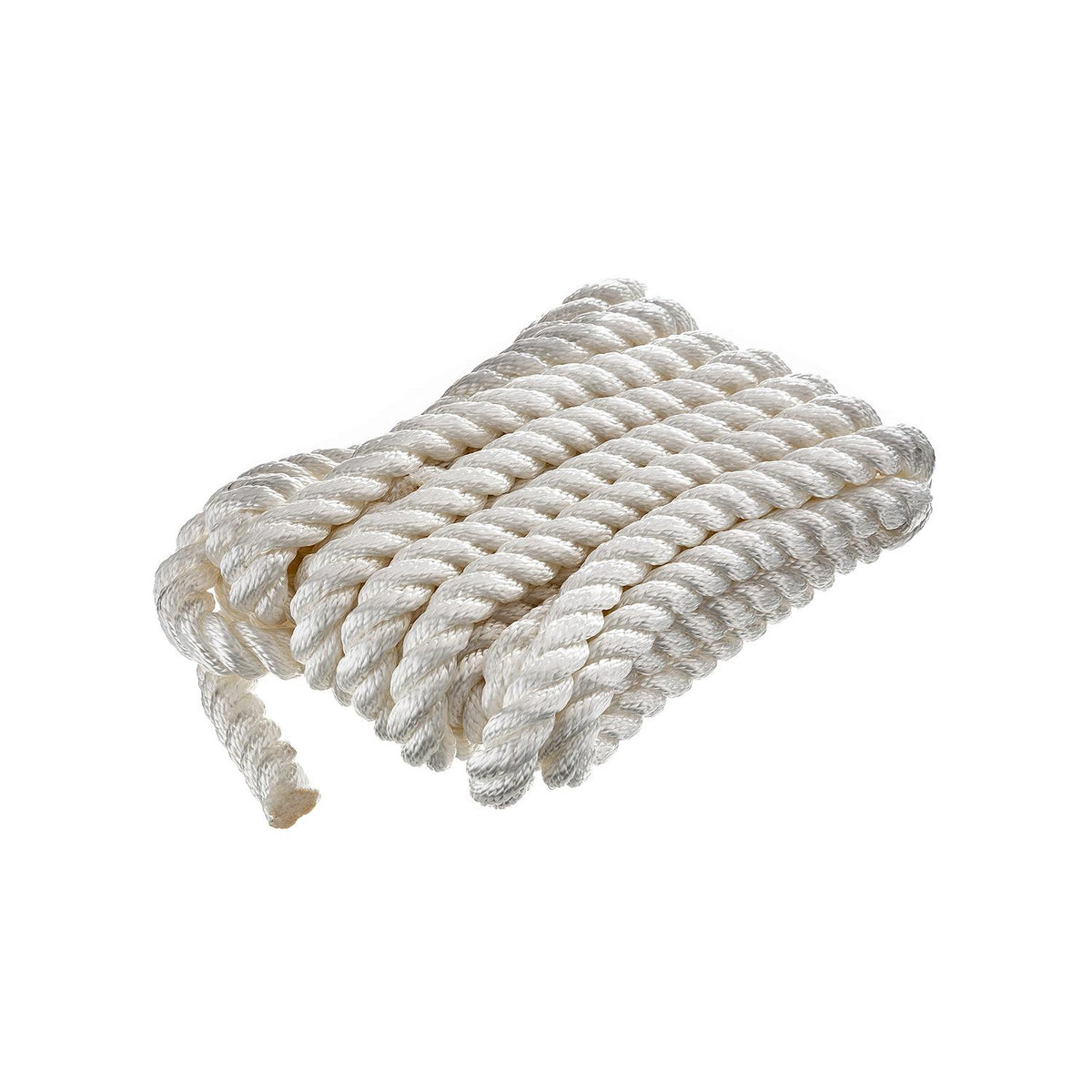 3-Strand Twisted Nylon Dock Line, White, 3/4in x 25ft