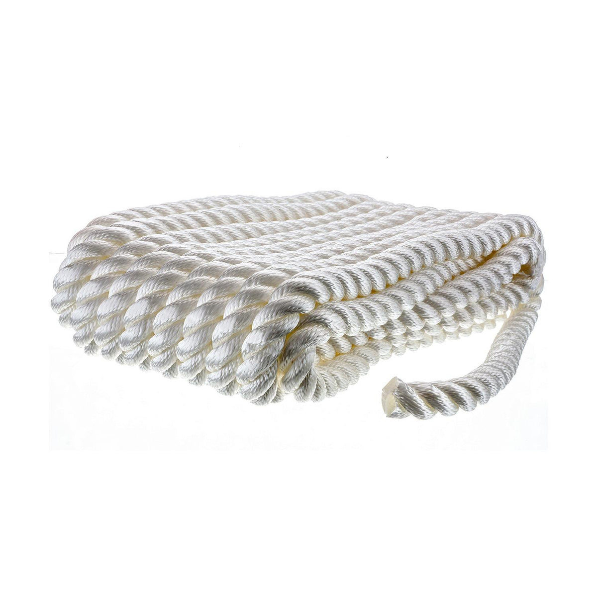 3-Strand Twisted Nylon Dock Line, White, 3/4in x 35ft