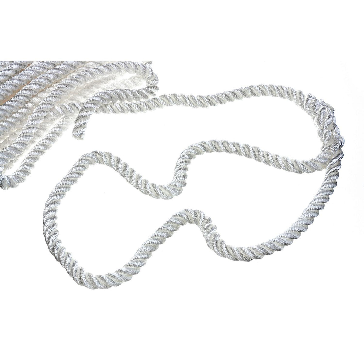 3-Strand Twisted Nylon Dock Line, White, 3/4in x 50ft